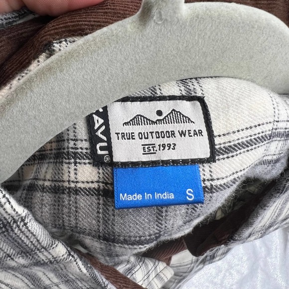 Kavu Jurnee Flannel Plaid Shirt Dress Elbow Patches Button Up Long Sleeve Small - Picture 4 of 9